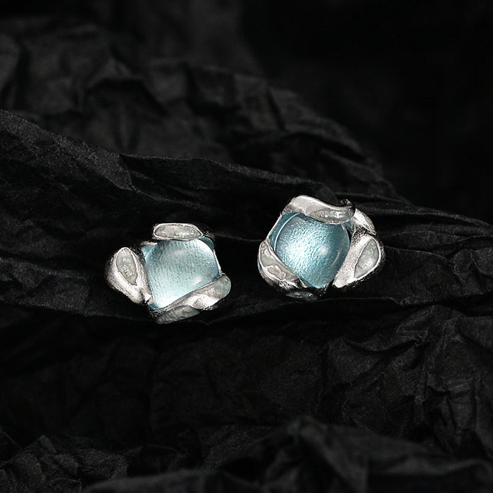 Wholesale Ice Blue Glue Drops Exotic Snake Earrings Elegant Sterling Silver Jewelry