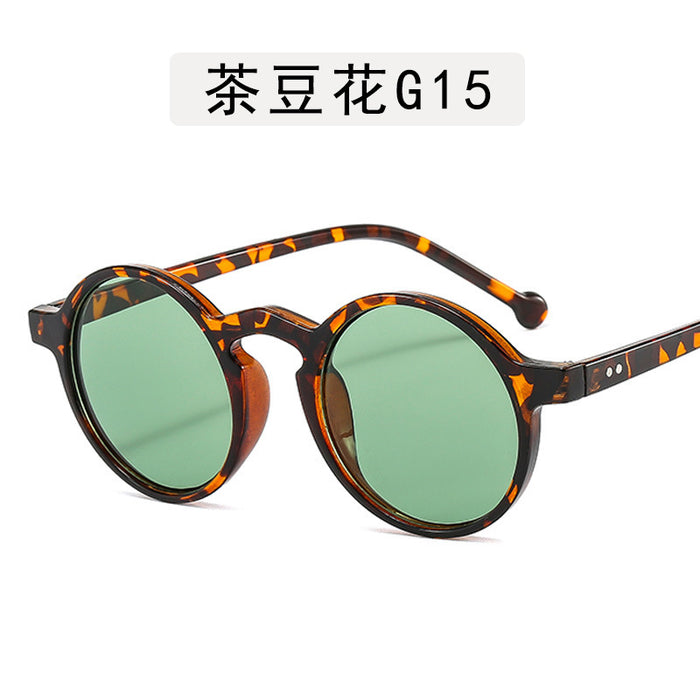 Wholesale New round frame crown prince sunglasses, trendy large frame sunglasses, rice nail sunglasses