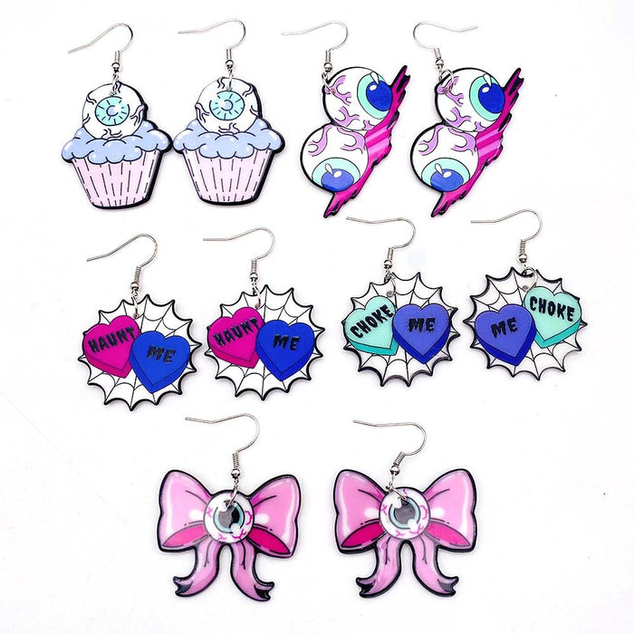 Wholesale  Acrylic Earrings Letters Cute  Eyeballs Pendant Earrings