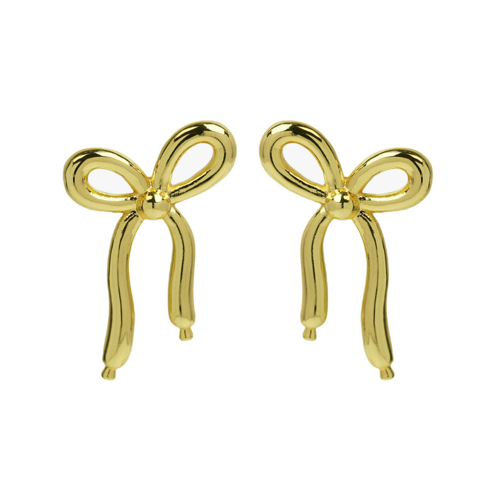 Wholesale 2PCS 18K Gold Brass Zircon Bow Earrings JDC-ES-BaiYi015