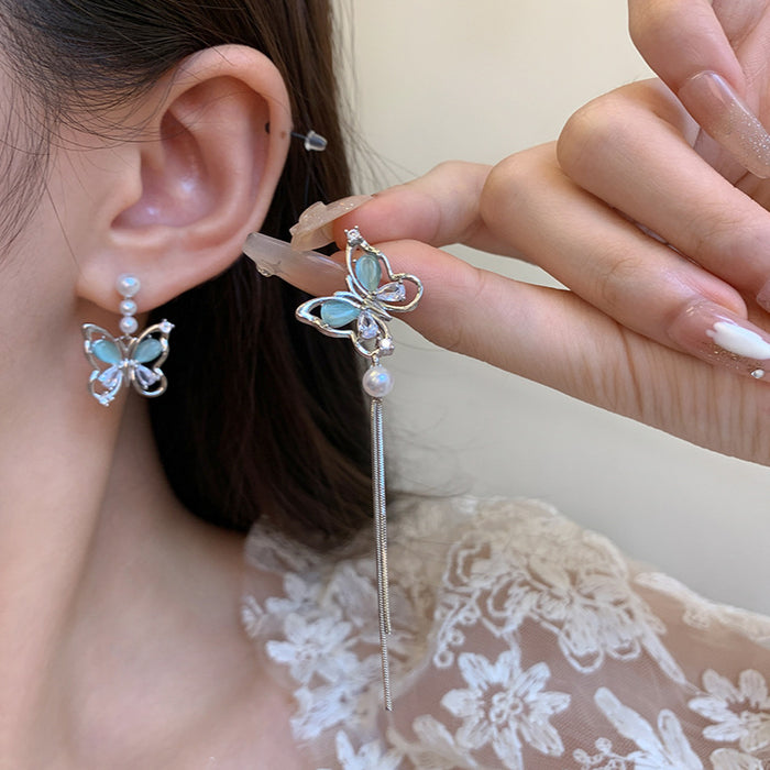 Wholesale Crystal Butterfly Pearl Earrings