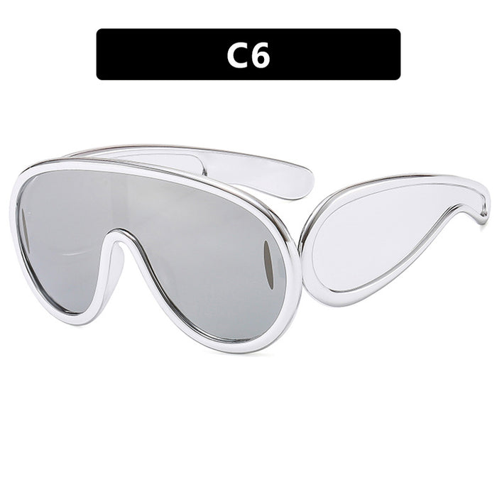 Wholesale Personalized large frame one-piece sunglasses, fashionable and trendy sunglasses