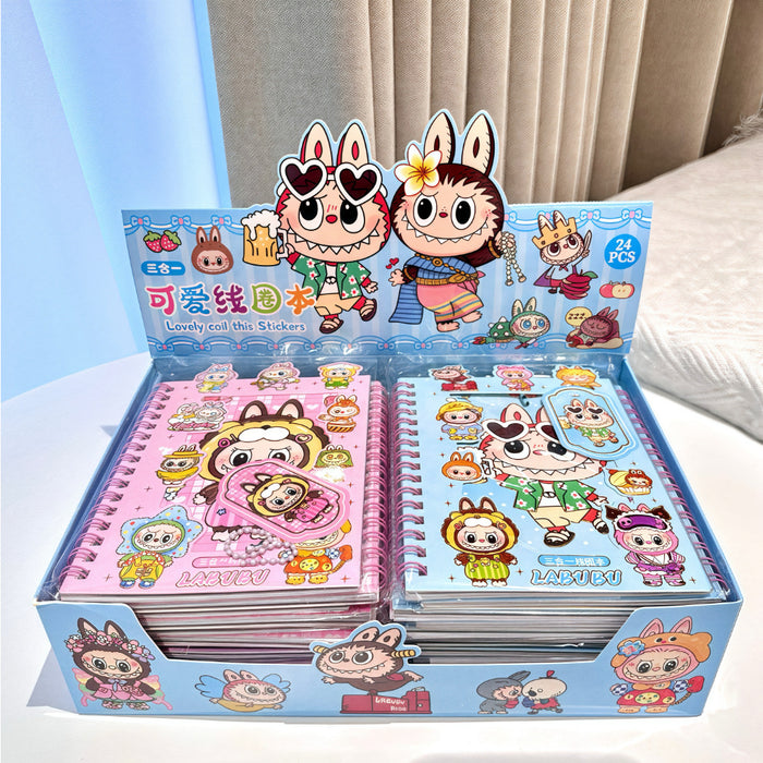 Wholesale Cartoon Cute Handbook Coil Sticker Combination Book 27 Material Books Children's DIY Handbook Material Small Gifts