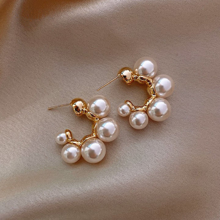 Wholesale Zircon Pearl Earrings French Niche Retro Light Luxury Earrings JDC-ES-HH040