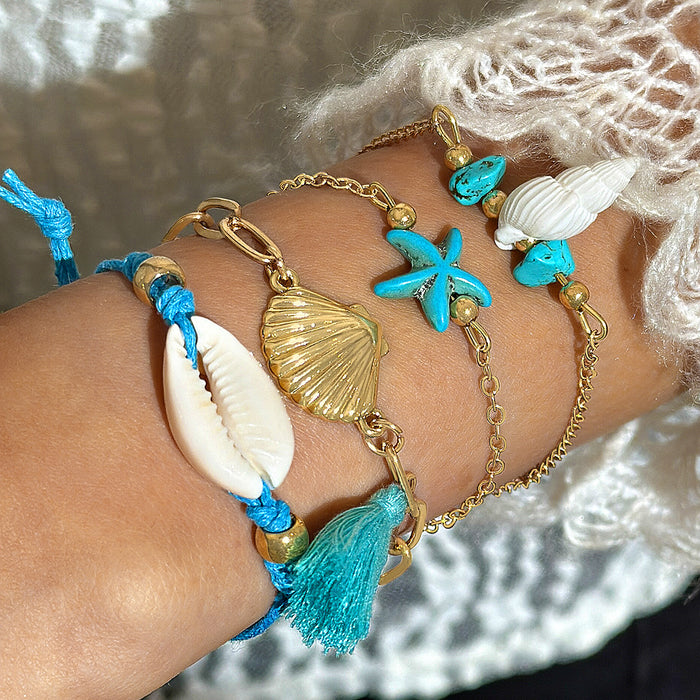 Wholesale Beach Vacation Starfish Shell Bracelet Fashion Jewelry Accessory MOQ≥2