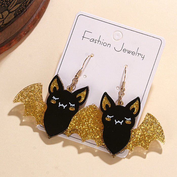 Wholesale Bat Earrings Creative Glitter Handmade DIY  Party Acrylic Pendant Earrings