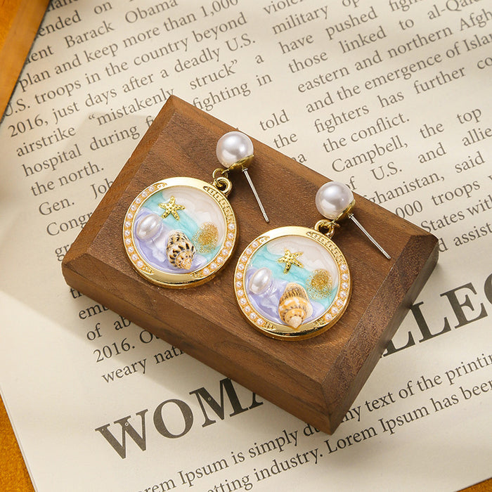 Wholesale Colored oil dripping flower earrings with a light luxury and high-end feel, fresh and fashionable temperament earrings