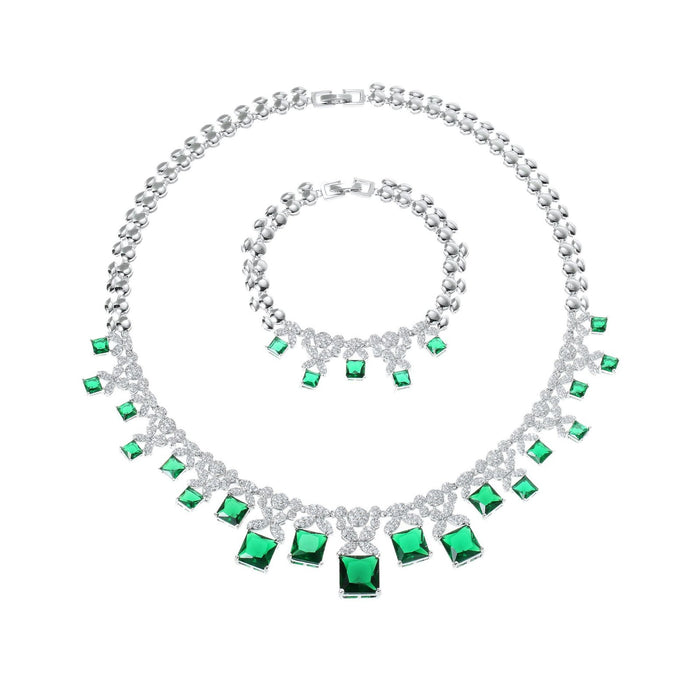 Wholesale Zircon Earrings Necklace Bracelet Ring Four-piece Dinner Wedding Party