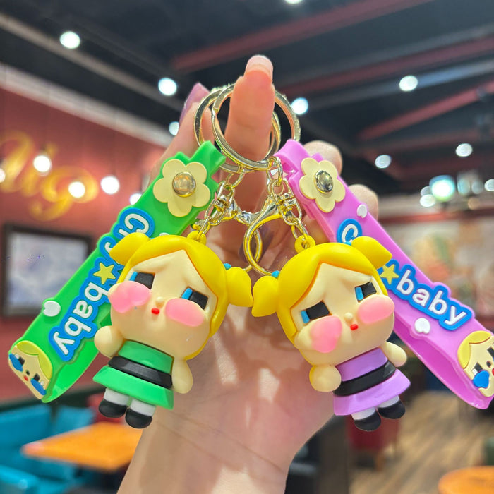 Wholesale Cute Cry Baby Pendant Girl Doll Key Chain Gift Children Student School Bag Jewelry Pendant Car Keychain