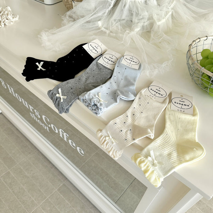 Wholesale Boneless socks, bow tie, short tube women's socks, polka dot cotton socks