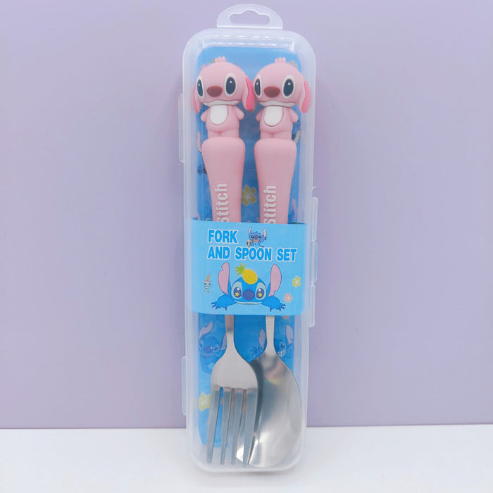 Wholesale Cartoon tableware set stainless steel spoon and fork storage box