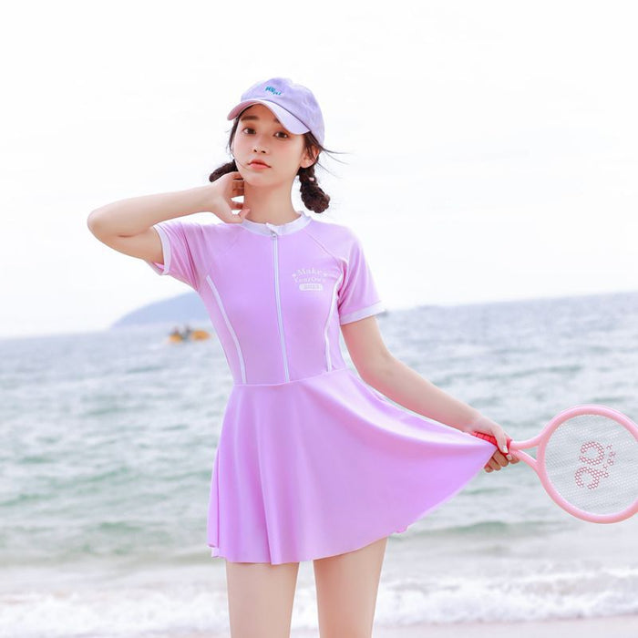 Wholesale Swimsuit one-piece skirt style sun protection swimsuit new hot spring swimsuit