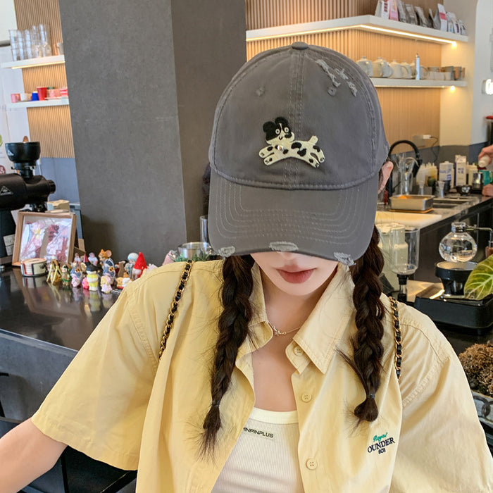 Wholesale Cute cartoon sticker duckbill hat, fashionable vintage soft top baseball cap