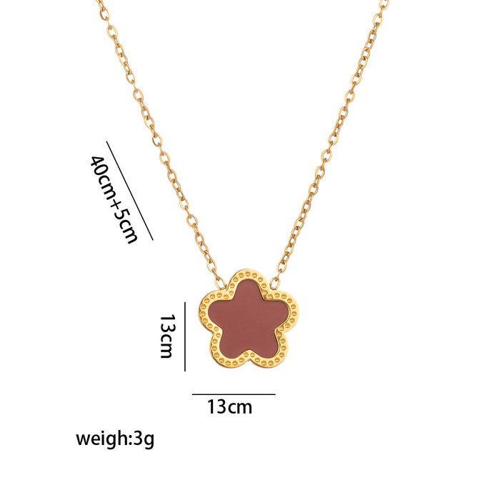 Wholesale plum blossom fritillary pendant diamond titanium steel necklace female niche flower