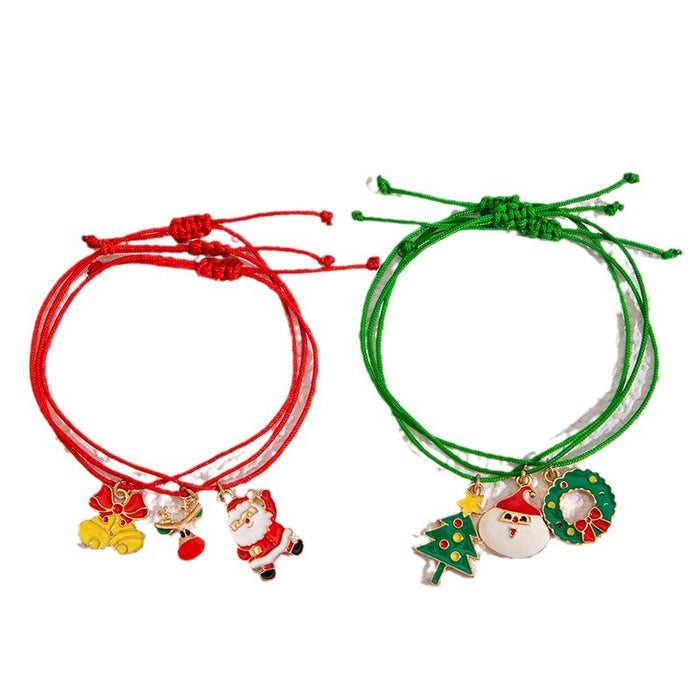 Wholesale Christmas Alloy Colorful Drop Oil Bracelet Santa Deer Snowman Fashion Accessory MOQ≥5