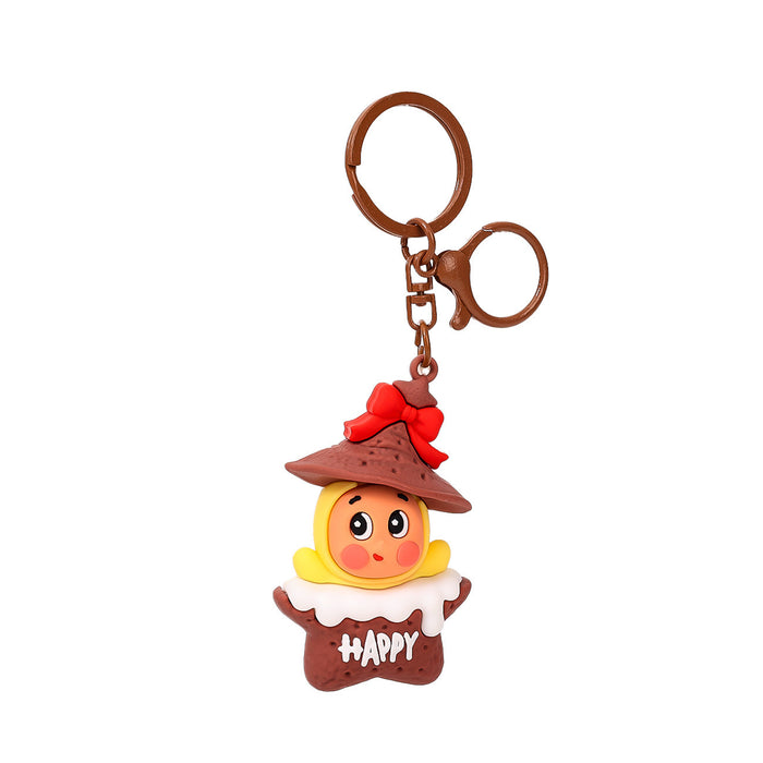 Wholesale Cute cartoon couple keychains with bows.