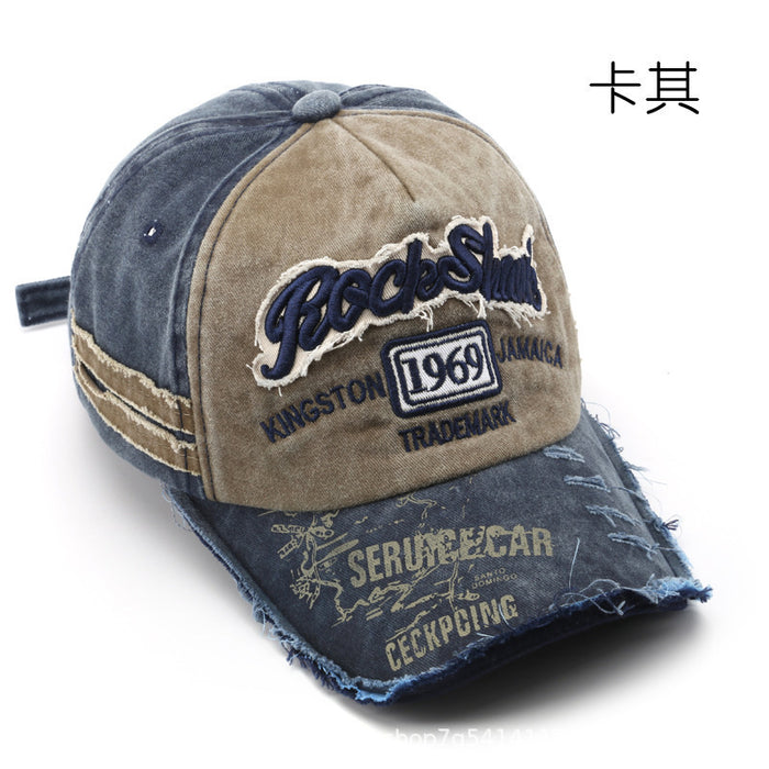 Wholesale Vintage Washed Distressed Letter Embroidered Ripped Baseball Cap