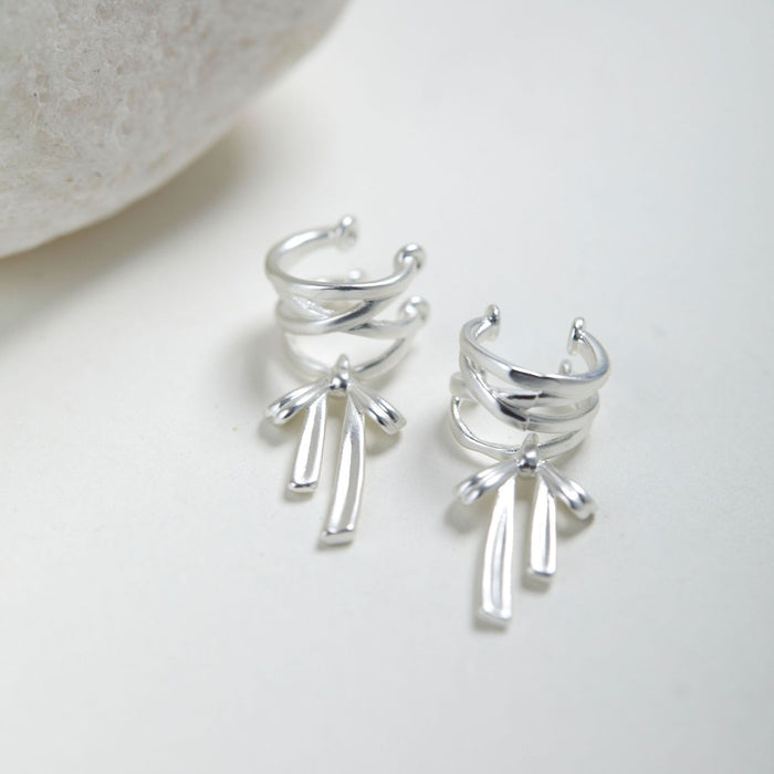 Wholesale Ballet bow ear bone clip niche design matte metal personality simple and versatile temperament earrings without ear holes