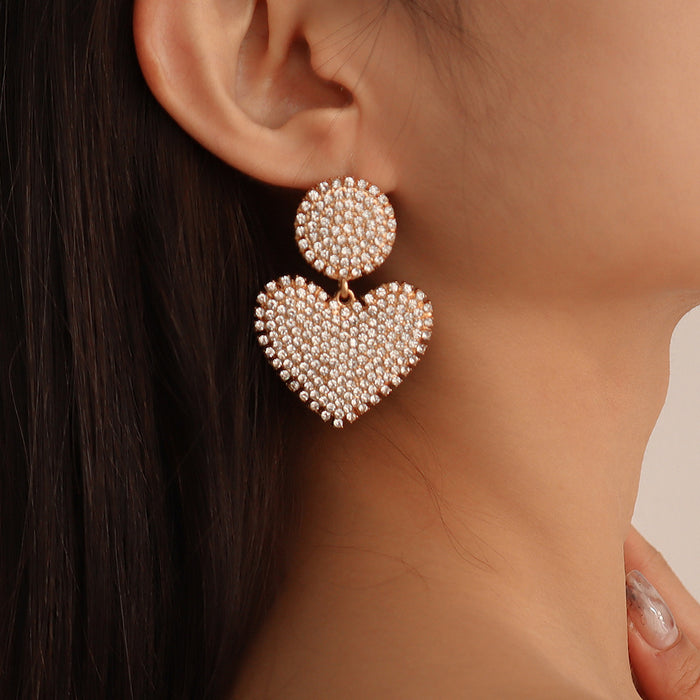 Wholesale Diamond Love Alloy Geometric Earrings JDC-ES-QianDi030