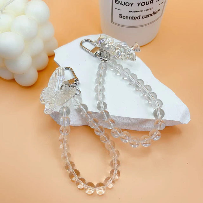 Wholesale bear butterfly mobile phone pendant crystal beaded key pendant