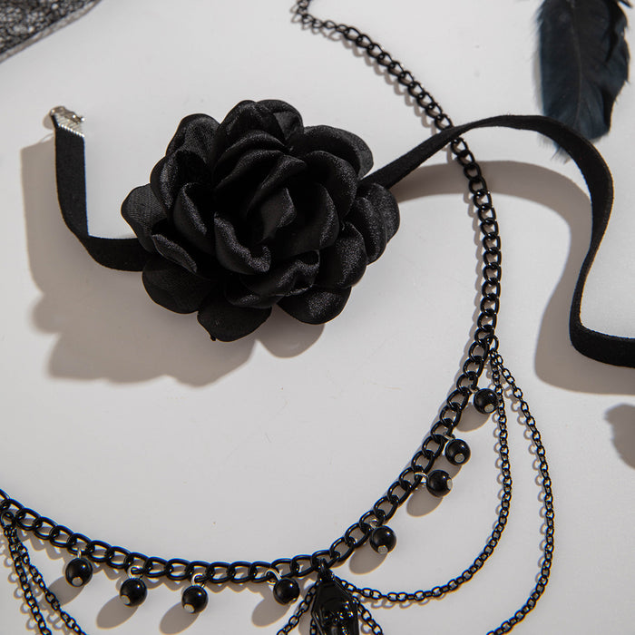 Wholesale Gothic Lace Flower Double-Layer Necklace Jewelry Accessory MOQ≥2