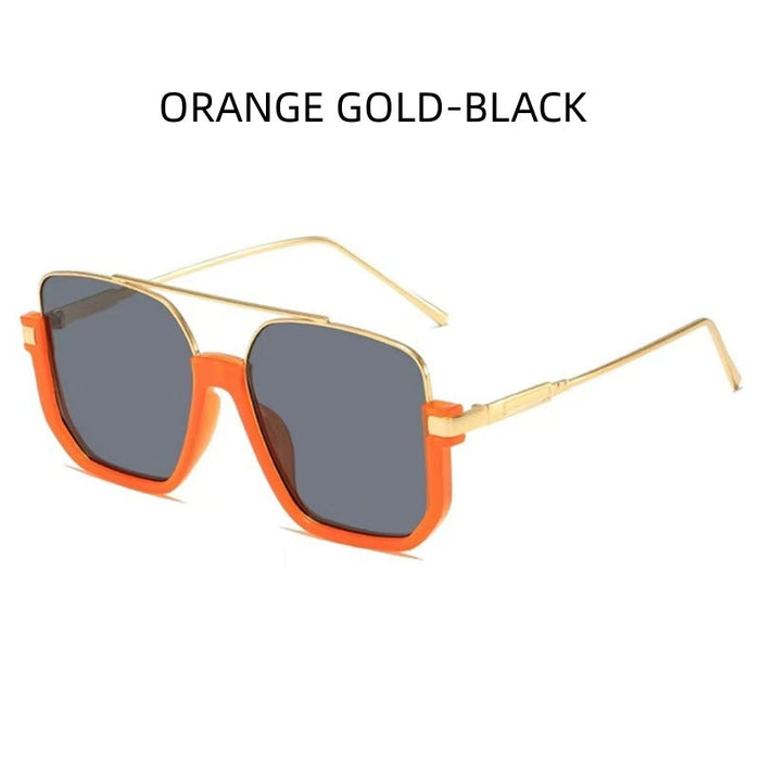 Wholesale Sunglasses for women in summer, bare faced, double beam large frame, anti blue light retro glasses, high-end street photography sunglasses