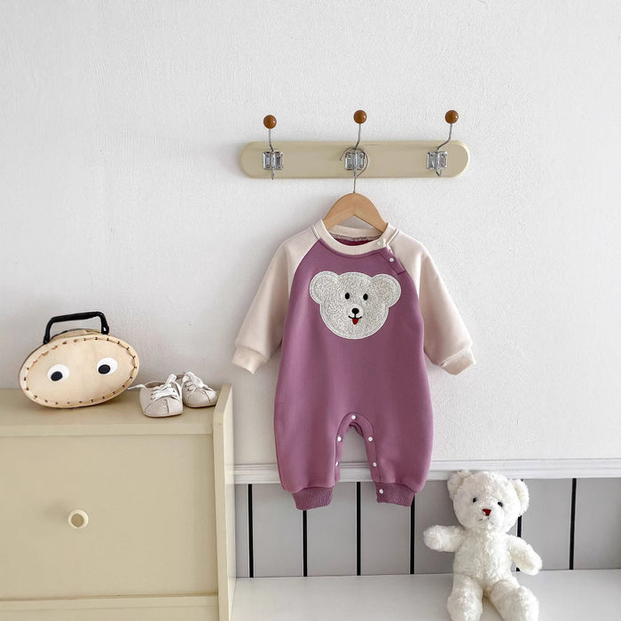 Wholesale Plush Bodysuit Cute Colorblock Warm Climbing Clothes Baby Clothes JDC-BC-WeiNiS028