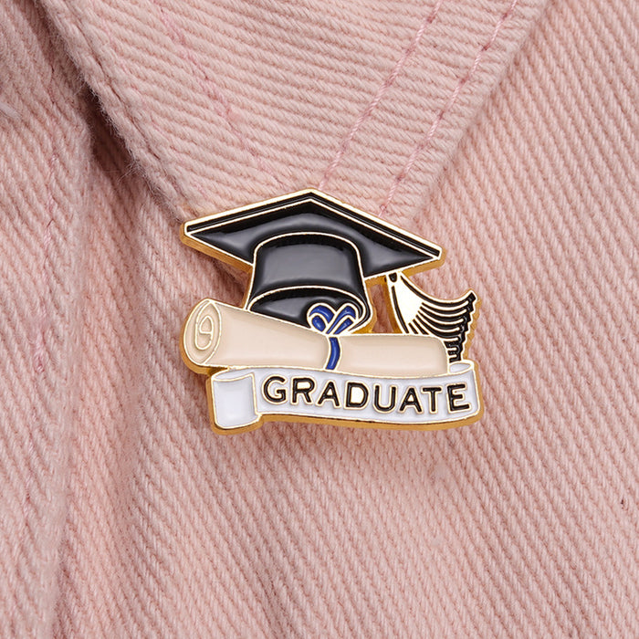 Wholesale Graduation Season Bachelor's Cap Shaped Metal Paint Badge JDC-BC-XuX001