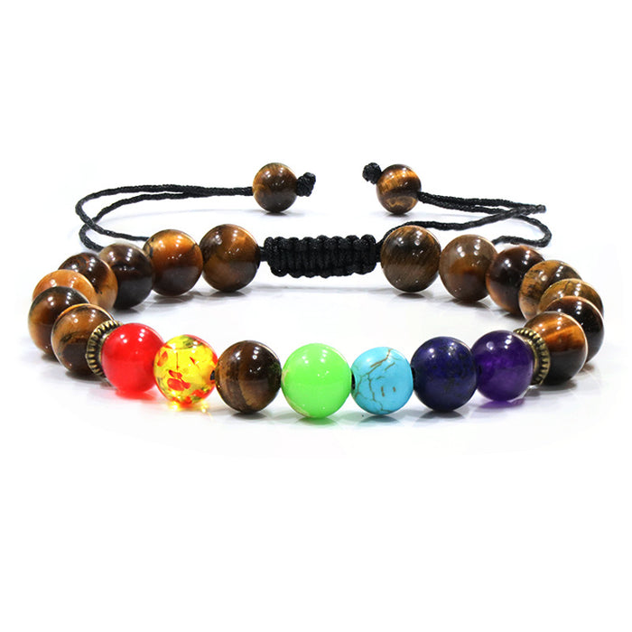 Wholesale new colorful bracelet volcanic stone Tiger Eye Stone woven rope adjustable bracelet jewelry