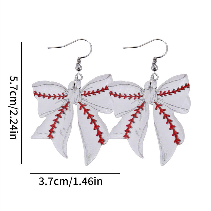 Wholesale Sporty bow pendant earrings for global events,  acrylic earrings for sports enthusiasts