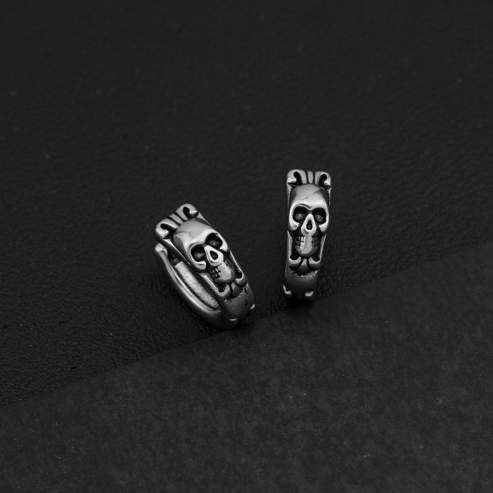 Wholesale Stainless Steel Skull Ear Buckle Personalized Retro Halloween Earrings Street Jewelry