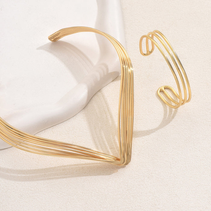 Wholesale New necklace and bracelet set clavicle chain multi-layer open collar