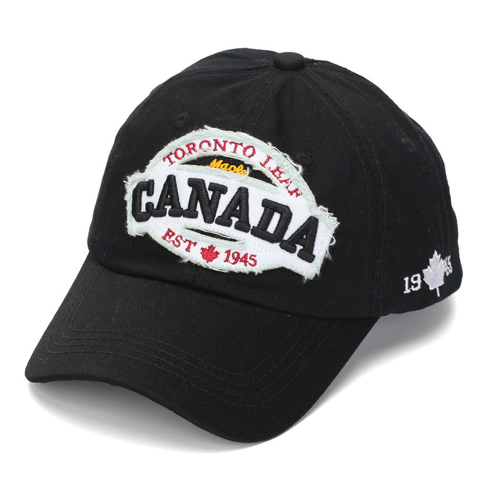 Wholesale Chic Vintage Washed Baseball Cap with Letter Embroidery Maple Leaf Design Unisex Summer Fashion Accessory