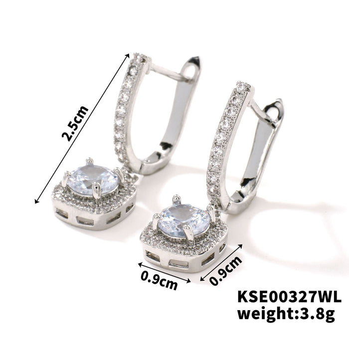 Wholesale Exquisite high-end micro inlaid zircon versatile fashionable ear buckle earrings square earrings wholesale