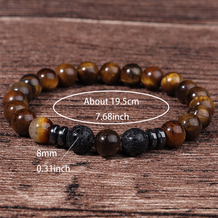 Wholesale Specially designed for volcano yellow tiger eye natural stone bead bracelet men's retro bracelet bracelet bracelet single circle set