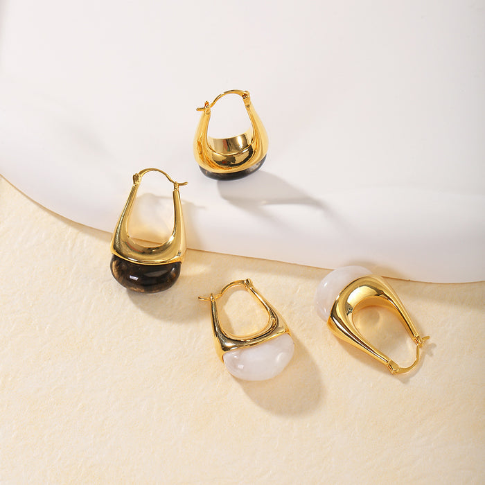 Wholesale Stainless steel smooth water droplet earrings with simple and personalized design that will not fade