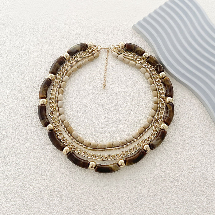 Wholesale Multi-layer Stacked Chain Bamboo Necklace Fashion Women's Necklace