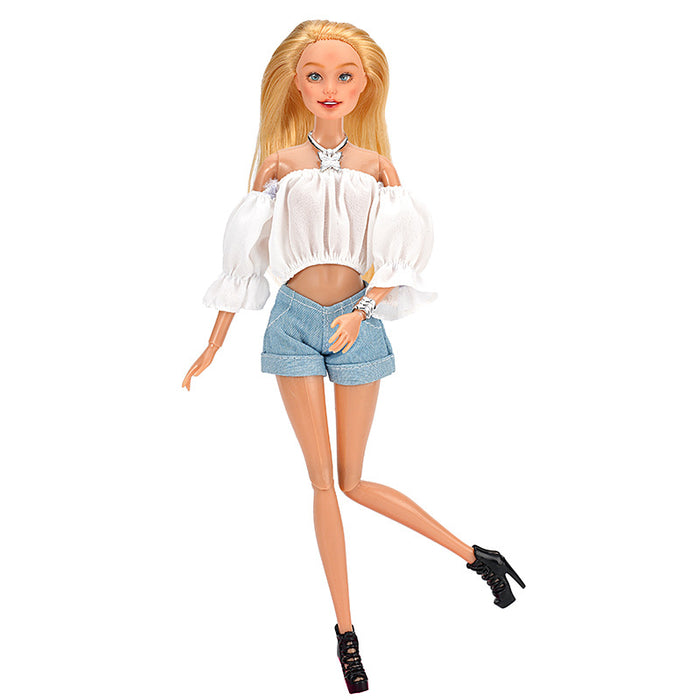 Wholesale doll floral shirt bubble sleeve shorts suit