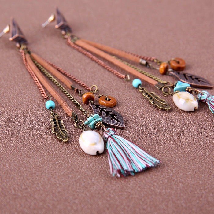 Wholesale Alloy Bohemian Retro Ethnic Style Su Long Earrings JDC-ES-Gumi002