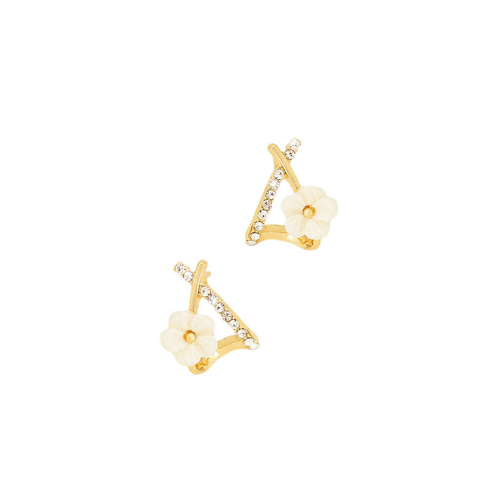 Wholesale  cross flower earrings small diamond-embedded earrings