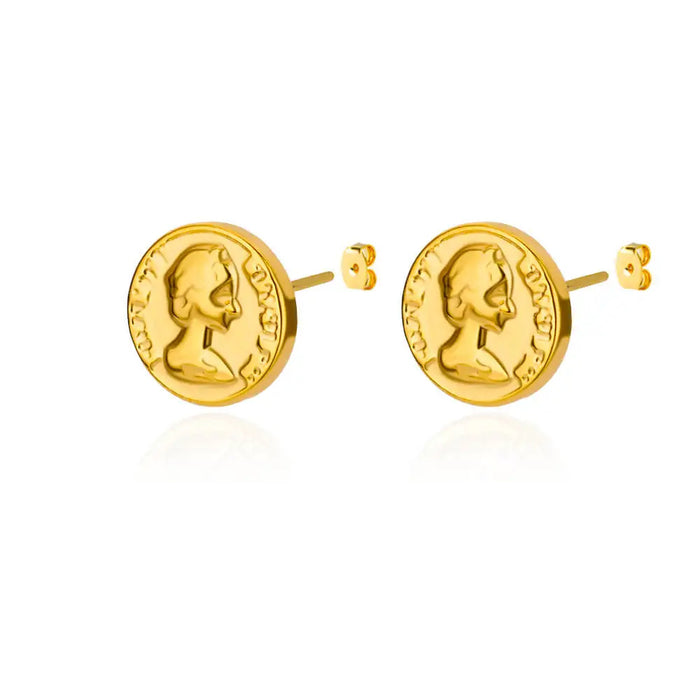 Wholesale Portrait coin 18K gold bracelet stainless steel jewelry small figure round pendant tag