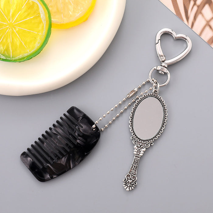 Wholesale Comb Mobile Phone Pendant Bag Hanging Mini Handle Cosmetic Mirror Keychain