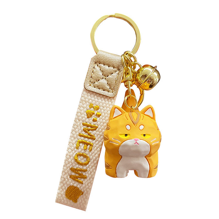 Wholesale Resin Wood Carving Cat Standing Doll Keychain JDC-KC-YY146