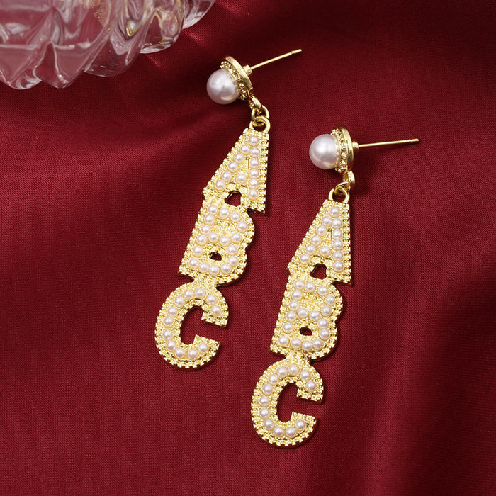 Wholesale  Studs Imitation Pearl Niche Design Pearl English ABC
