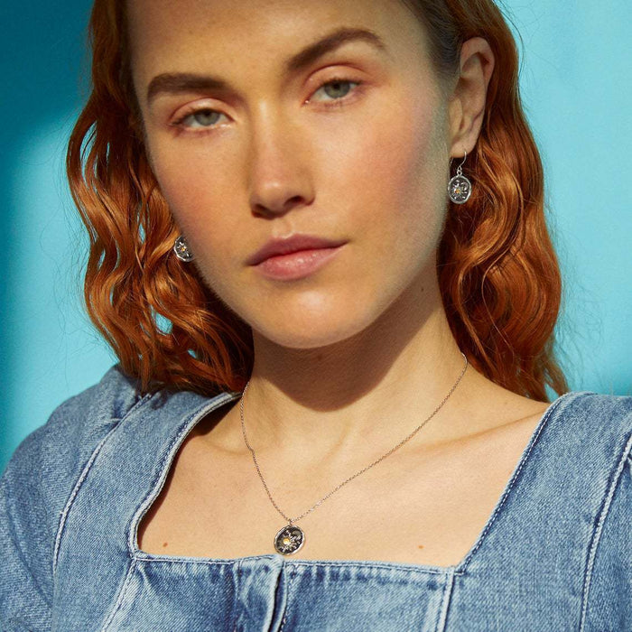 Wholesale Vintage Silver Sun Moon Exquisite Women's Zircon Necklace