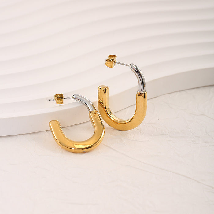 Wholesale Jewelry Gold Stainless Steel Earrings Personalized Two tone Earrings