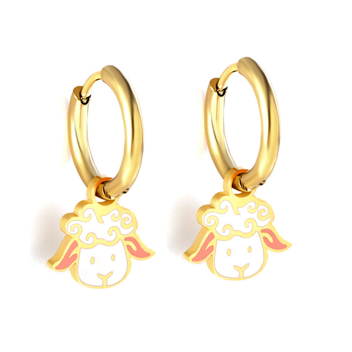 Wholesale Earrings cute animal funny frog panda stainless steel earrings