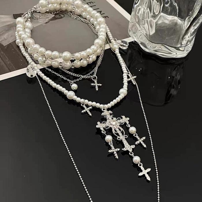 Wholesale multi-layered pearl necklace clavicle chain chocker accessories