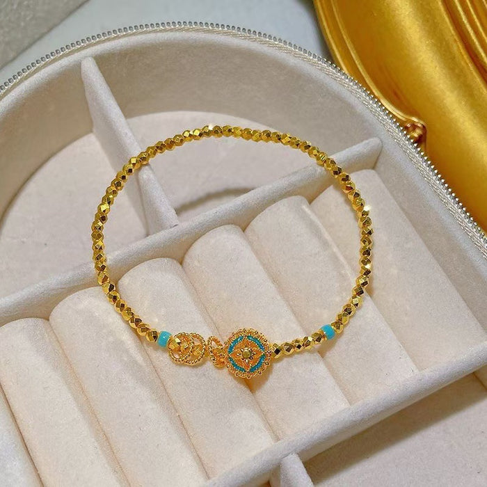 Wholesale Retro gold bead hollow four leaf clover light luxury fashion high-end bracelet accessory