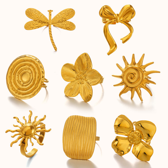 Wholesale Women's Stainless Steel Round Bow Rings Adjustable rings